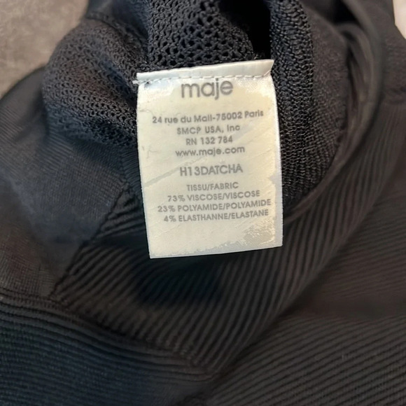 Maje Sheer Black Short Sleeve Bodycon Dress Size 1/S - Picture 9 of 10